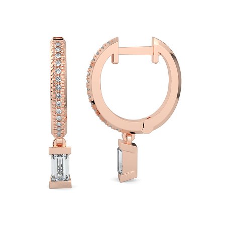 Earring Drop Huggies with Natural Diamonds 0.40cts Total Weight