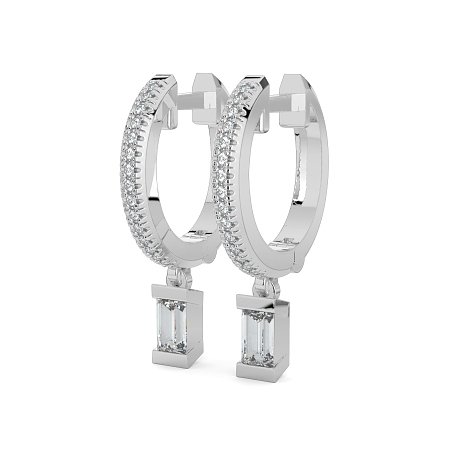 Earring Drop Huggies with Natural Diamonds 0.40cts Total Weight
