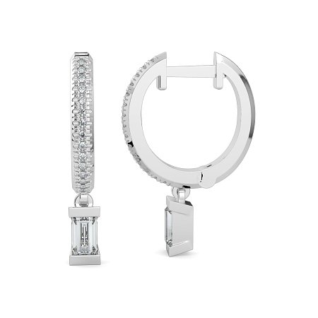 Earring Drop Huggies with Natural Diamonds 0.40cts Total Weight