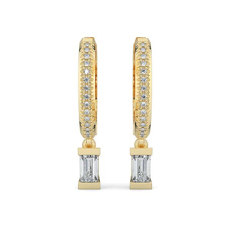 Earring Drop Huggies with Natural Diamonds 0.40cts Total Weight