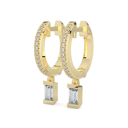 Earring Drop Huggies with Natural Diamonds 0.40cts Total Weight