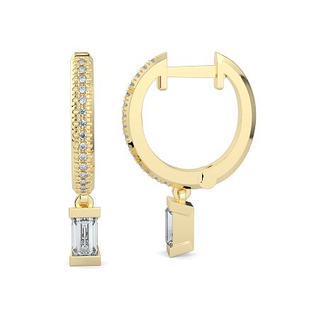 Earring Drop Huggies with Natural Diamonds 0.40cts Total Weight