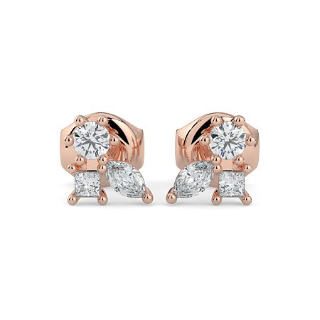 Earring Studs with Natural Diamonds 0.70cts Total Weight