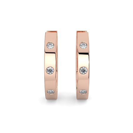Earring Huggies with Rub Over Natural Diamonds 0.06cts Total Weight