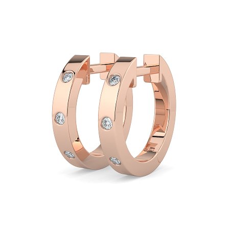 Earring Huggies with Rub Over Natural Diamonds 0.06cts Total Weight