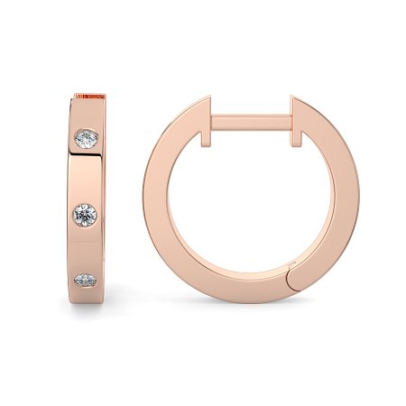 Earring Huggies with Rub Over Natural Diamonds 0.06cts Total Weight