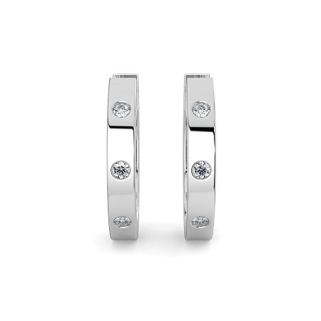 Earring Huggies with Rub Over Natural Diamonds 0.06cts Total Weight