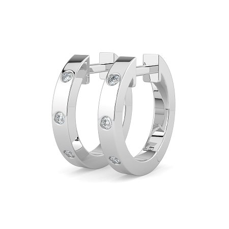Earring Huggies with Rub Over Natural Diamonds 0.06cts Total Weight
