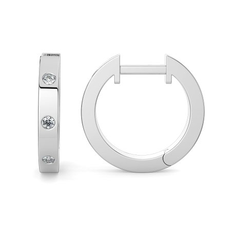 Earring Huggies with Rub Over Natural Diamonds 0.06cts Total Weight