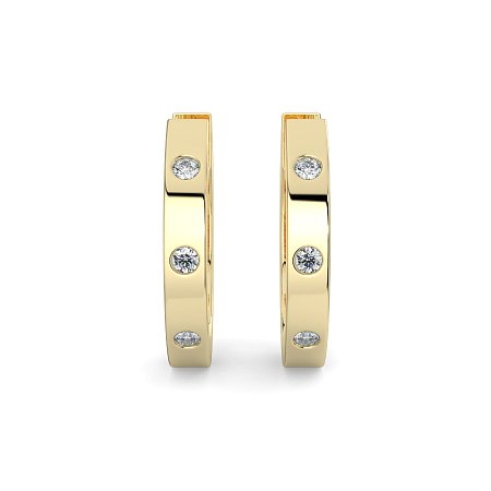 Earring Huggies with Rub Over Natural Diamonds 0.06cts Total Weight