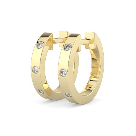 Earring Huggies with Rub Over Natural Diamonds 0.06cts Total Weight