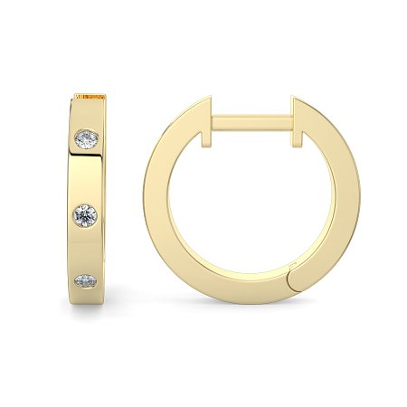 Earring Huggies with Rub Over Natural Diamonds 0.06cts Total Weight