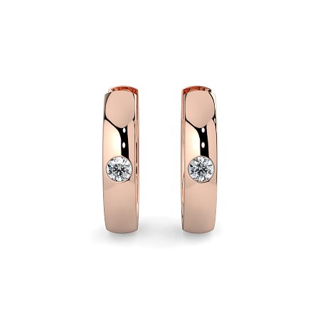Earring Huggies with Rub Over Natural Diamonds 0.06cts Total Weight
