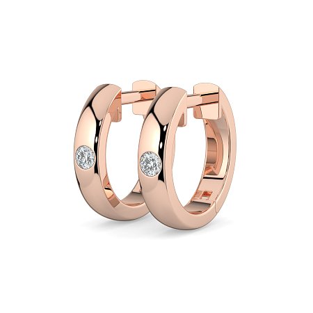 Earring Huggies with Rub Over Natural Diamonds 0.06cts Total Weight