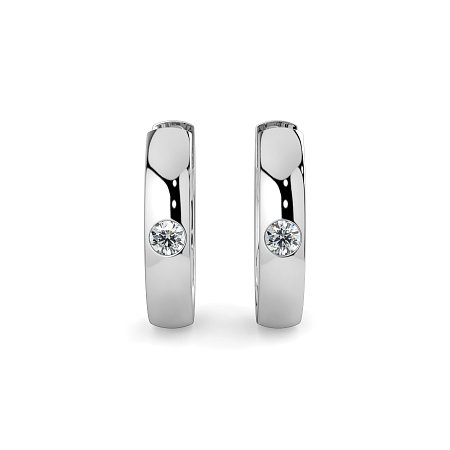 Earring Huggies with Rub Over Natural Diamonds 0.06cts Total Weight