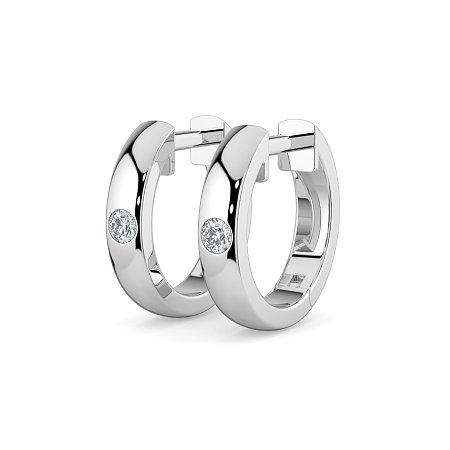 Earring Huggies with Rub Over Natural Diamonds 0.06cts Total Weight