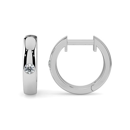 Earring Huggies with Rub Over Natural Diamonds 0.06cts Total Weight