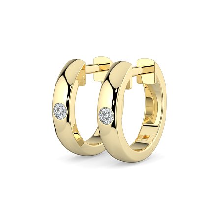 Earring Huggies with Rub Over Natural Diamonds 0.06cts Total Weight