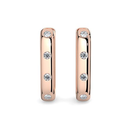 Earring Huggies with Rub Over Natural Diamonds 0.42cts Total Weight