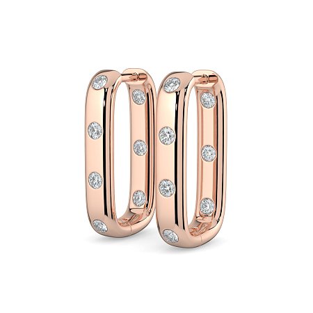 Earring Huggies with Rub Over Natural Diamonds 0.42cts Total Weight
