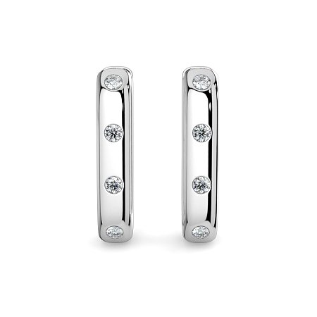 Earring Huggies with Rub Over Natural Diamonds 0.42cts Total Weight