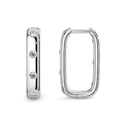 Earring Huggies with Rub Over Natural Diamonds 0.42cts Total Weight
