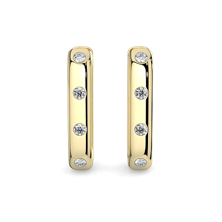 Earring Huggies with Rub Over Natural Diamonds 0.42cts Total Weight