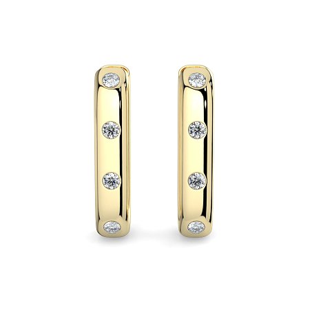 Earring Huggies with Rub Over Natural Diamonds 0.42cts Total Weight