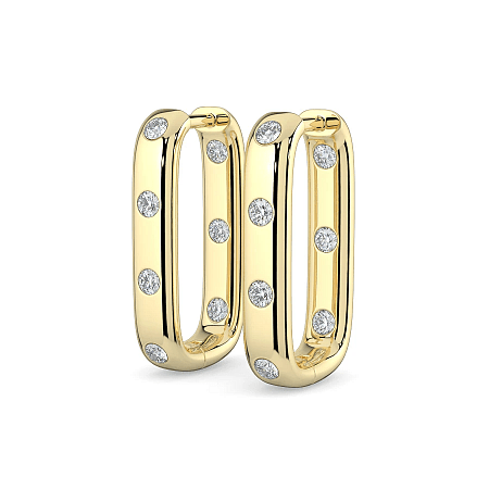 Earring Huggies with Rub Over Natural Diamonds 0.42cts Total Weight