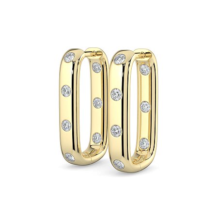 Earring Huggies with Rub Over Natural Diamonds 0.42cts Total Weight
