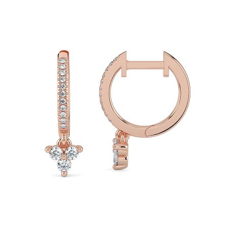 Earring Huggies with Round Natural Diamonds 0.25cts Total Weight