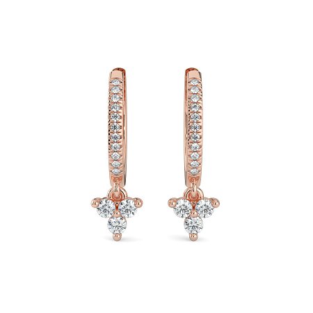 Earring Huggies with Round Natural Diamonds 0.25cts Total Weight