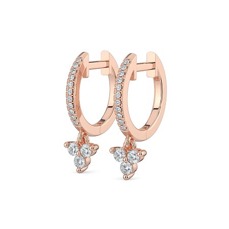 Earring Huggies with Round Natural Diamonds 0.25cts Total Weight