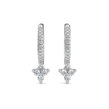 Earring Huggies with Round Natural Diamonds 0.25cts Total Weight