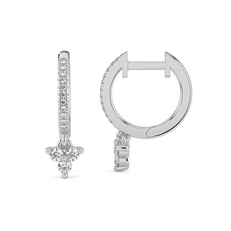 Earring Huggies with Round Natural Diamonds 0.25cts Total Weight