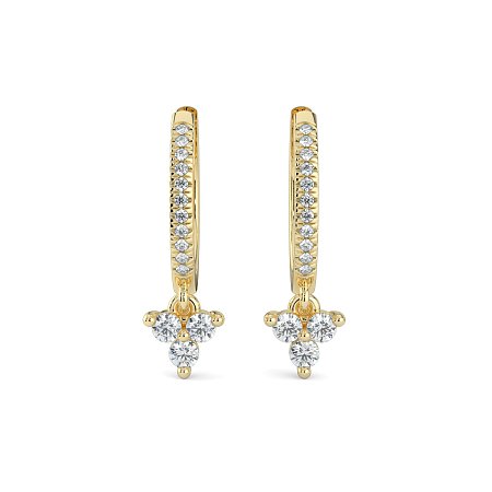 Earring Huggies with Round Natural Diamonds 0.25cts Total Weight