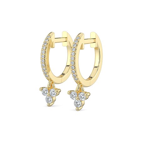 Earring Huggies with Round Natural Diamonds 0.25cts Total Weight