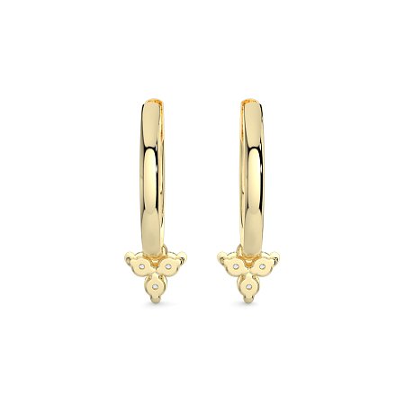 Earring Huggies with Round Natural Diamonds 0.25cts Total Weight
