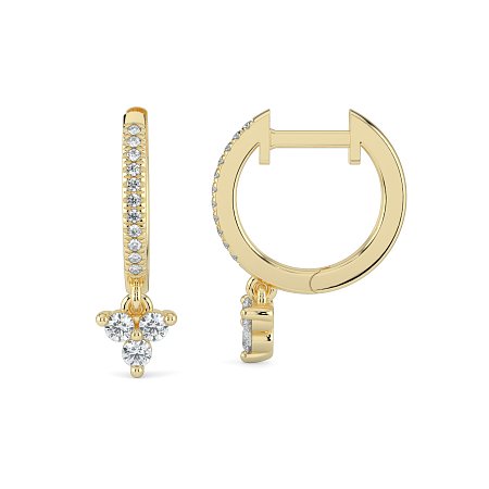 Earring Huggies with Round Natural Diamonds 0.25cts Total Weight