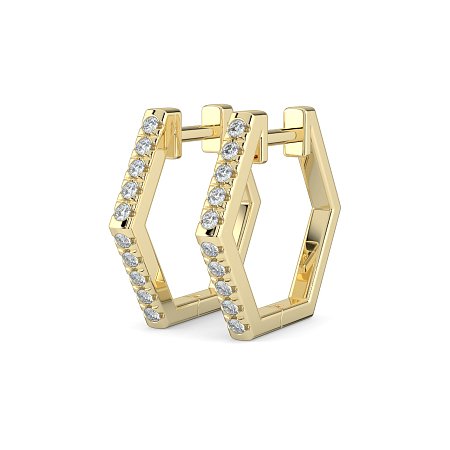 Earring Huggies with Natural Diamonds 0.18cts Total Weight
