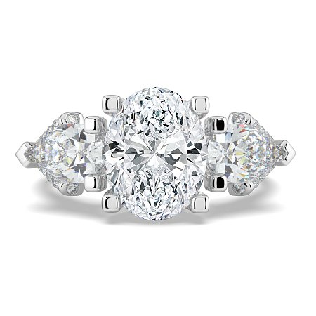 Dalia Three Stones with Diamonds on Split Band