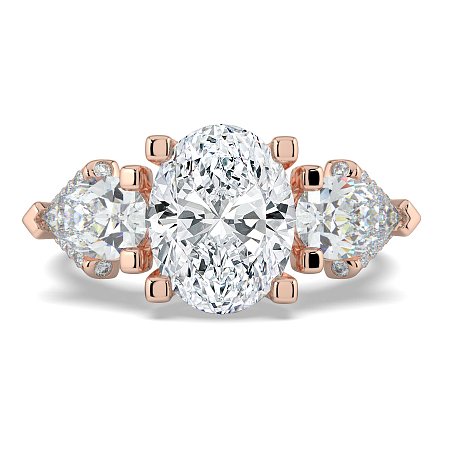 Dalia Three Stones with Diamonds on Split Band