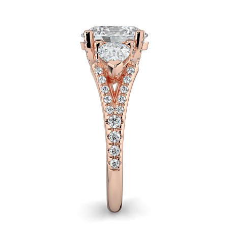 Dalia Three Stones with Diamonds on Split Band