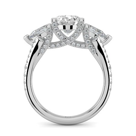 Dalia Three Stones with Diamonds on Split Band