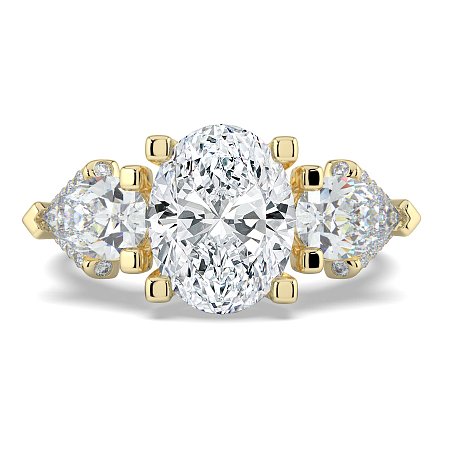 Dalia Three Stones with Diamonds on Split Band