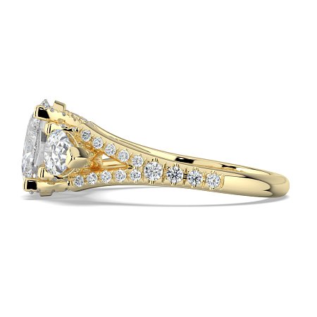 Dalia Three Stones with Diamonds on Split Band