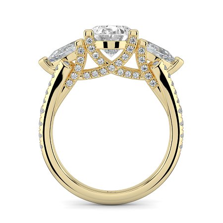 Dalia Three Stones with Diamonds on Split Band