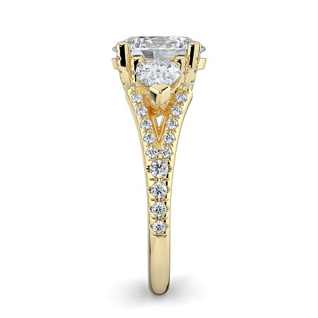 Dalia Three Stones with Diamonds on Split Band
