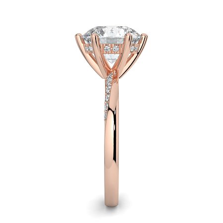 Ariel 6 Claws with half Swirled Diamonds on Band