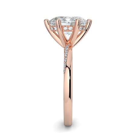 Ariel 6 Claws with half Swirled Diamonds on Band